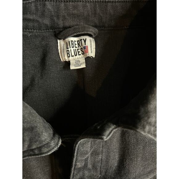 Liberty Blues 2X Black Denim Jacket Big & Tall Oversized Trucker Barn - Picture 2 of 7